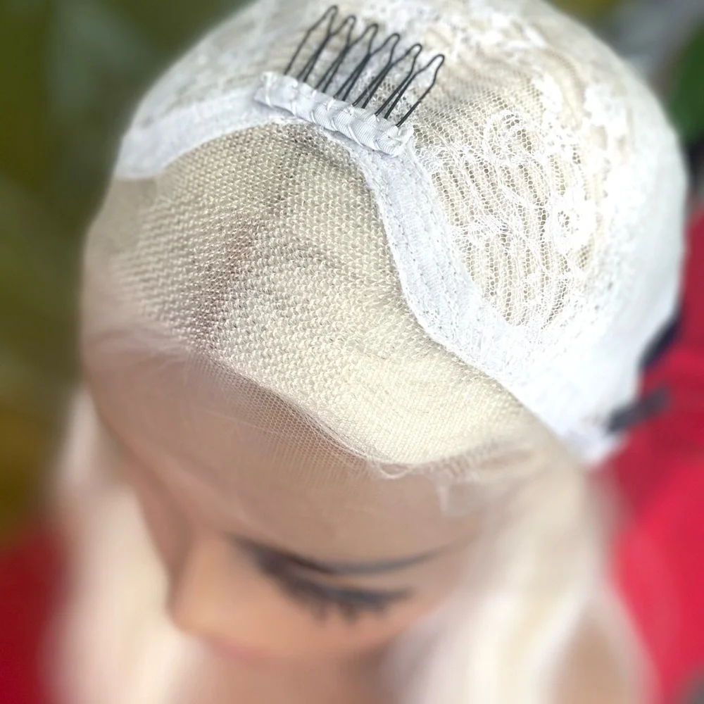 White blonde platinum lace front wig